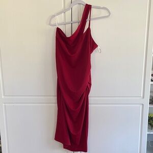 Grace Karin One-Shoulder Draped Red Evening Dress